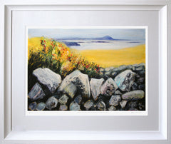 Print - Stone Wall And Beyond Towards Bloody Foreland Chunky White Frame