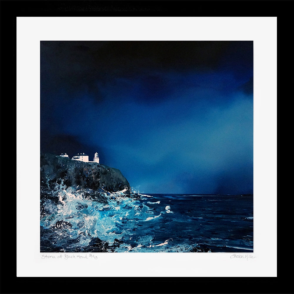 Print - Storm at Blackhead - Black Box Frame