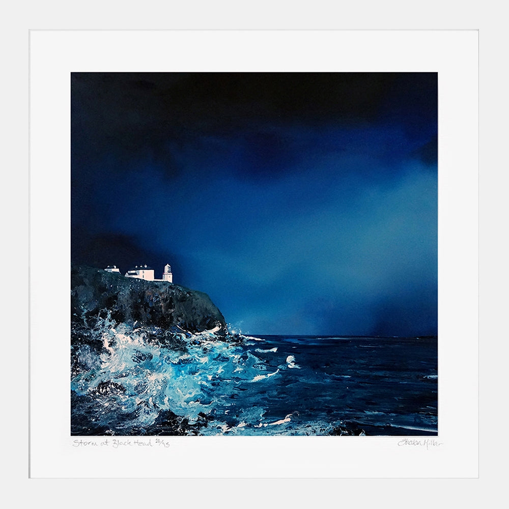 Print - Storm at Blackhead - White Box Frame