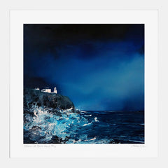 Print - Storm at Blackhead - White Box Frame