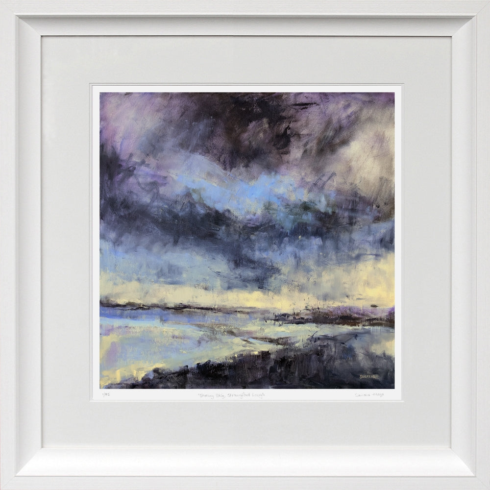 Print - Stormy Sky, Strangford Lough Chunky White Frame