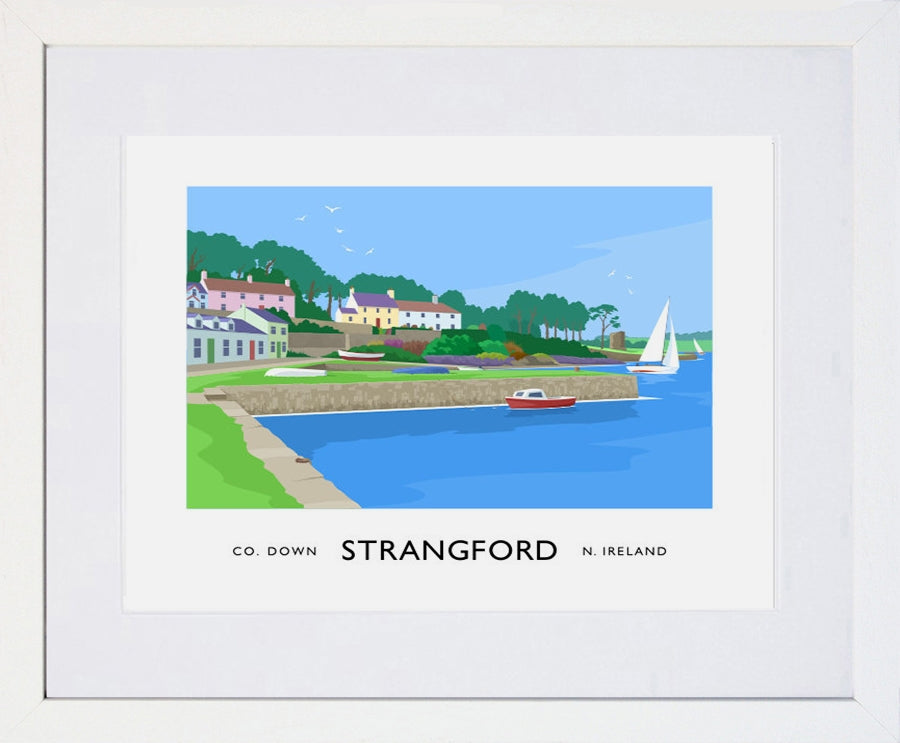 Co Down - Strangford Harbour Frame White 40x30 With Mount