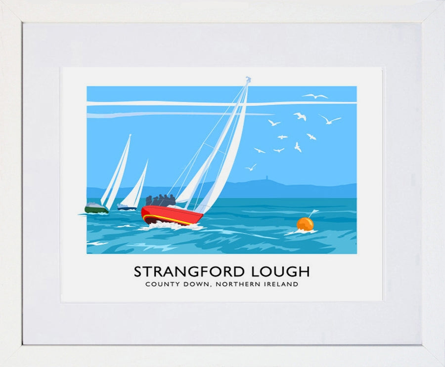 Co Down - Strangford Lough Greyabbey Frame White 40x30 With Mount
