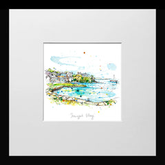 Print Open Edition Landscape - Strangford Village-12 x 12-Small Flat Black Frame