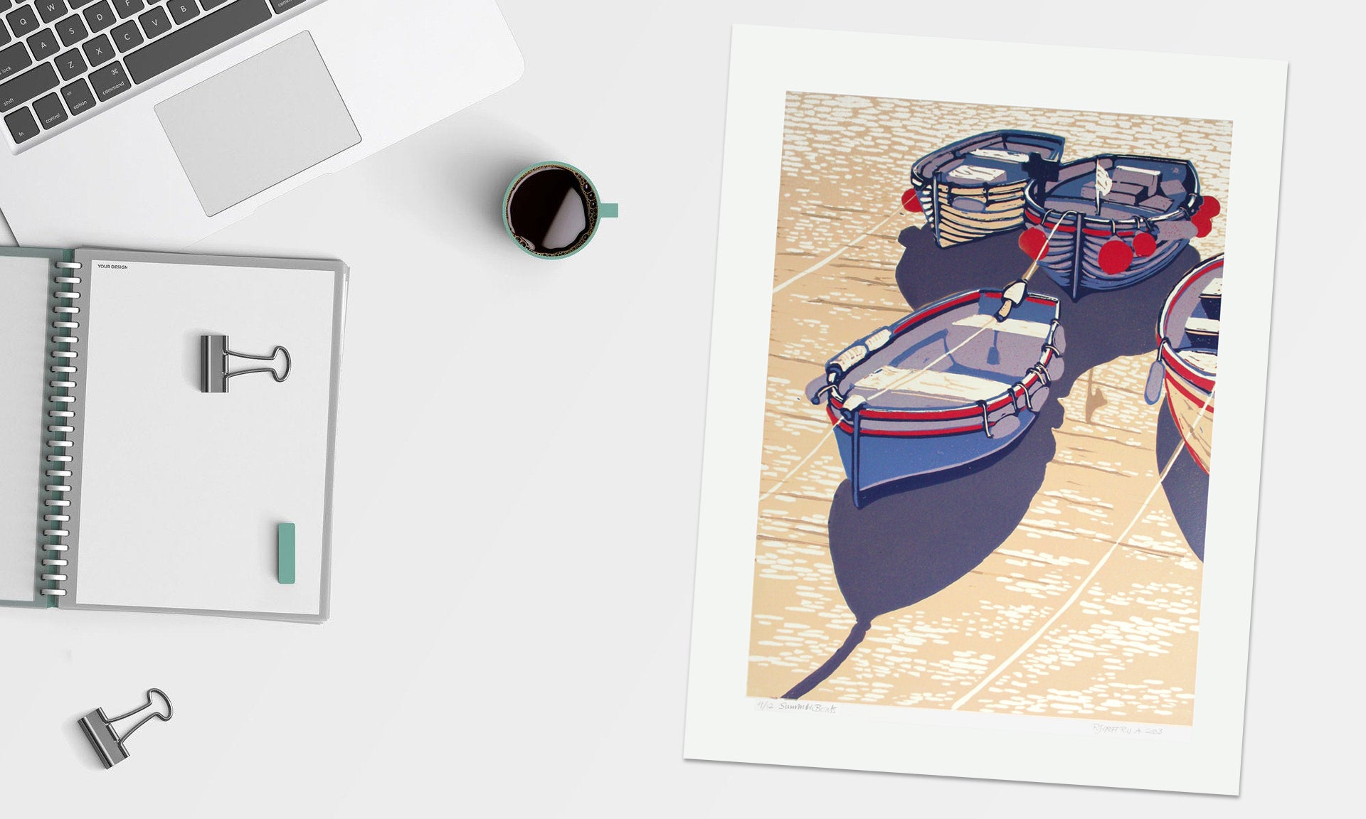 Linocut Print - Co Down Summer Boats