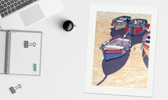 Linocut Print - Co Down Summer Boats