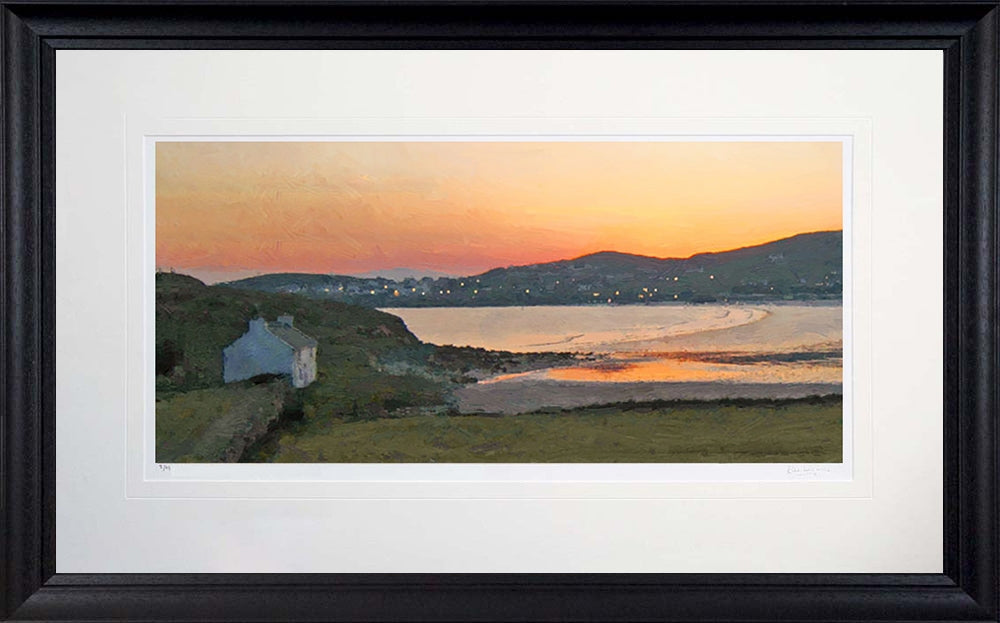 Co Donegal - Sunset on Tra Beag Strand Donegal Frame Black Moulded 71X45