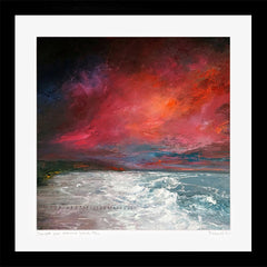 Print - Sunset Over Strand Beach -Black Box Frame