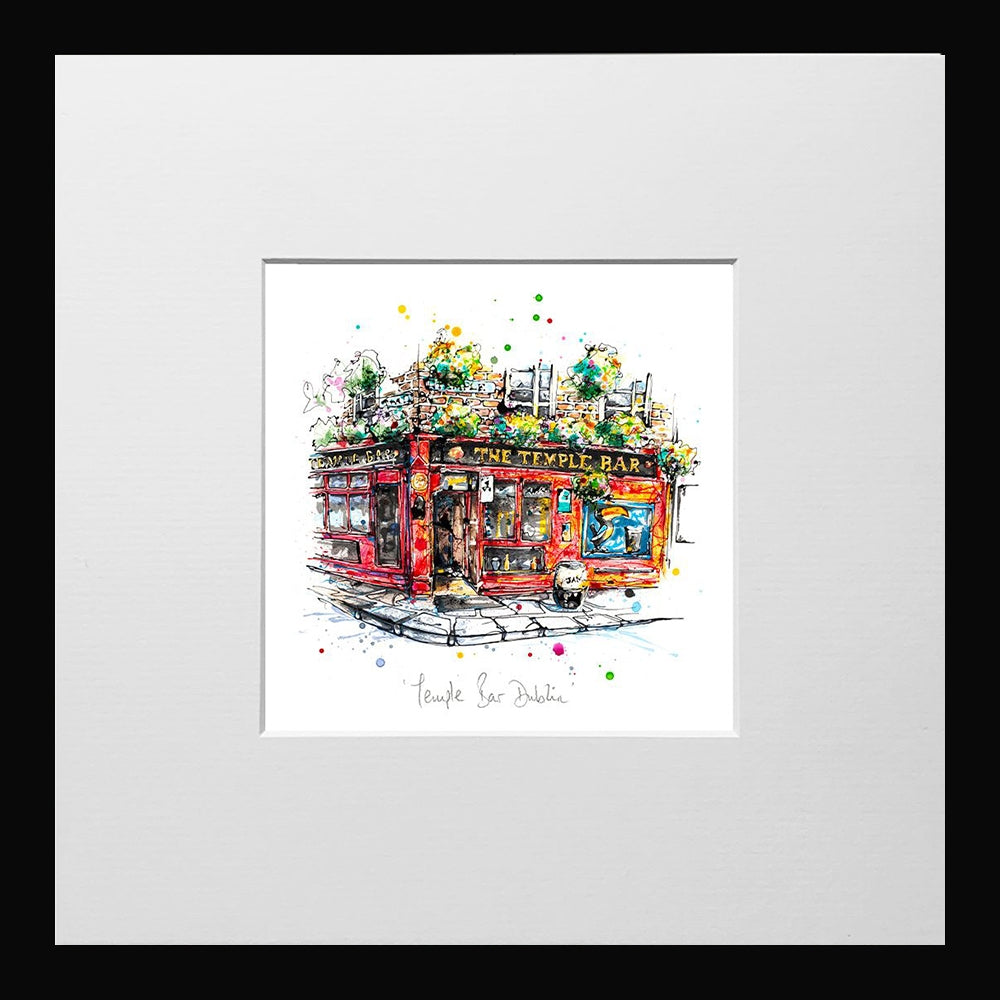 Print Open Edition Landscapes - Temple Bar Dublin-12 x 12-Small Flat Black Frame