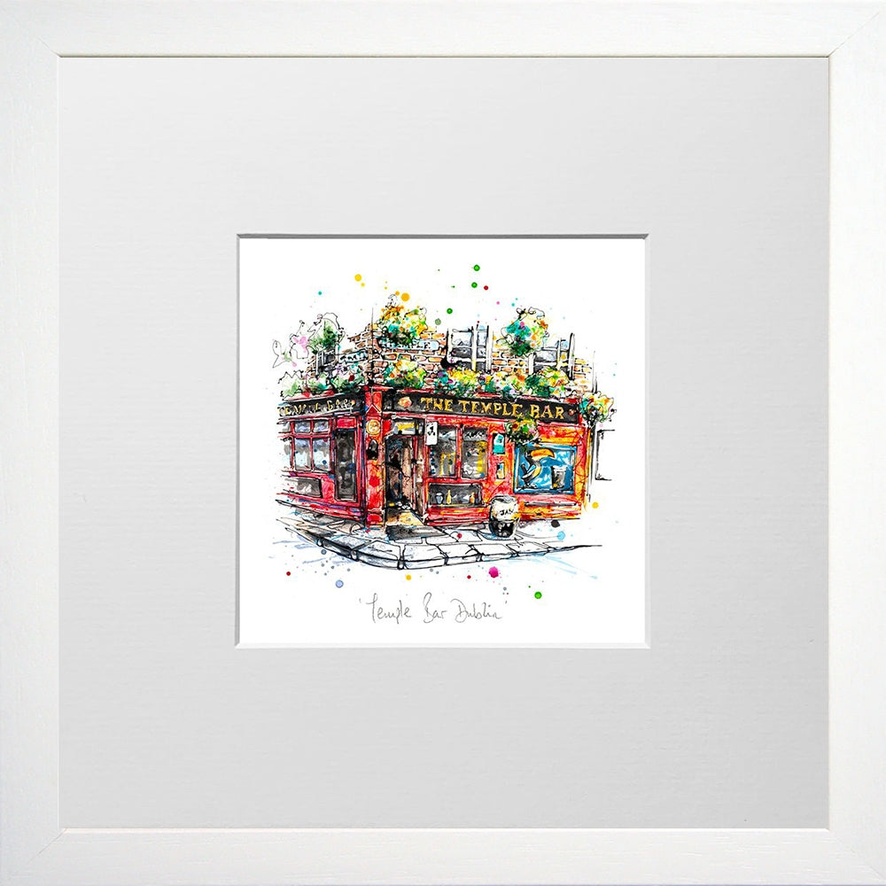 Print Open Edition Landscapes - Temple Bar Dublin-12 x 12-Small Flat White Frame