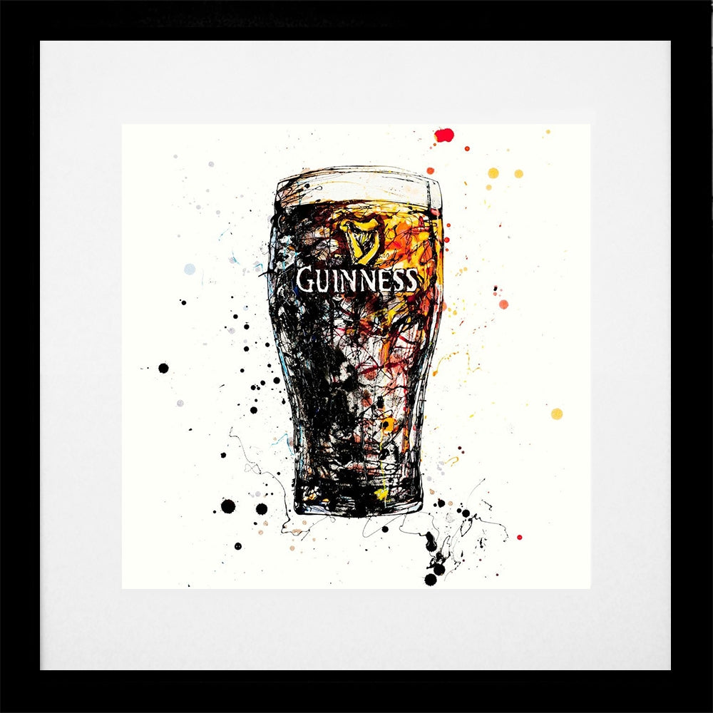 Print Open Edition Drinks - The Black Stuff-30 x 30-Black Box Frame (With Mount)