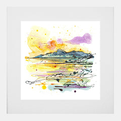 Print Open Edition Landscape - The Mournes at Sunset-30 x 30-White Box Frame (With Mount)