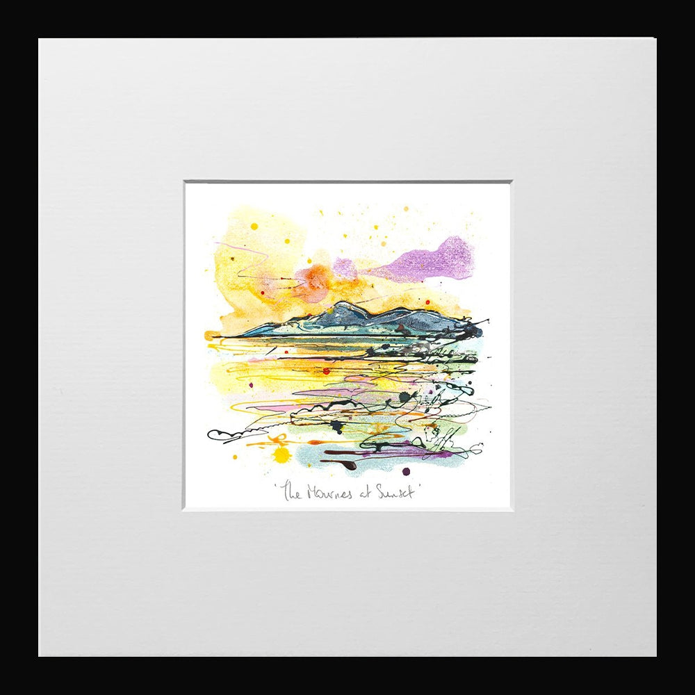 Print Open Edition Landscape - The Mournes at Sunset-12 x 12-Small Flat Black Frame