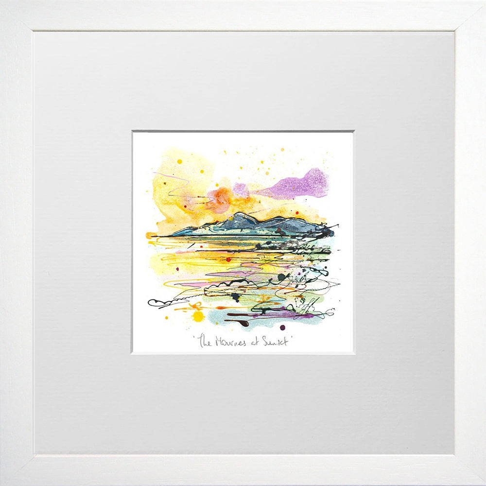 Print Open Edition Landscape - The Mournes at Sunset-12 x 12-Small Flat White Frame