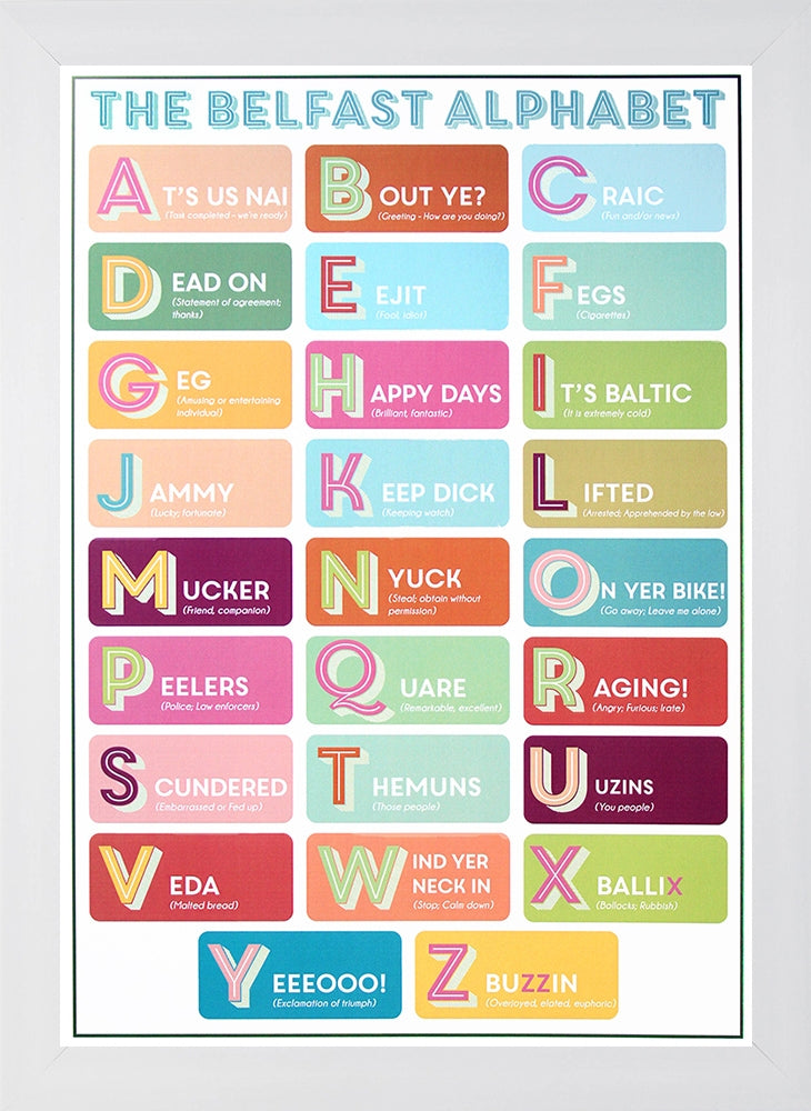 The Belfast Alphabet Flat White Frame