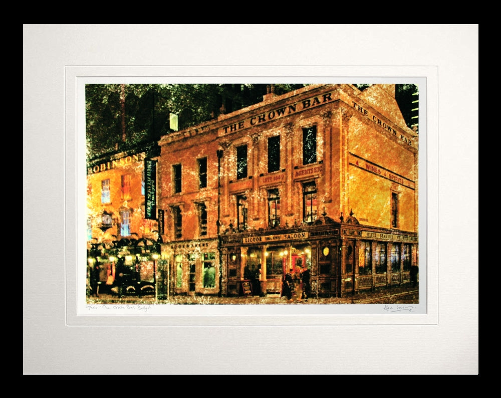 Belfast - The Crown Bar Two Flat Black Frame 60X47.5