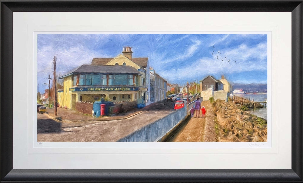 Co Down - The Dirty Duck, Holywood-95.5 x 59-Black Bevelled Frame