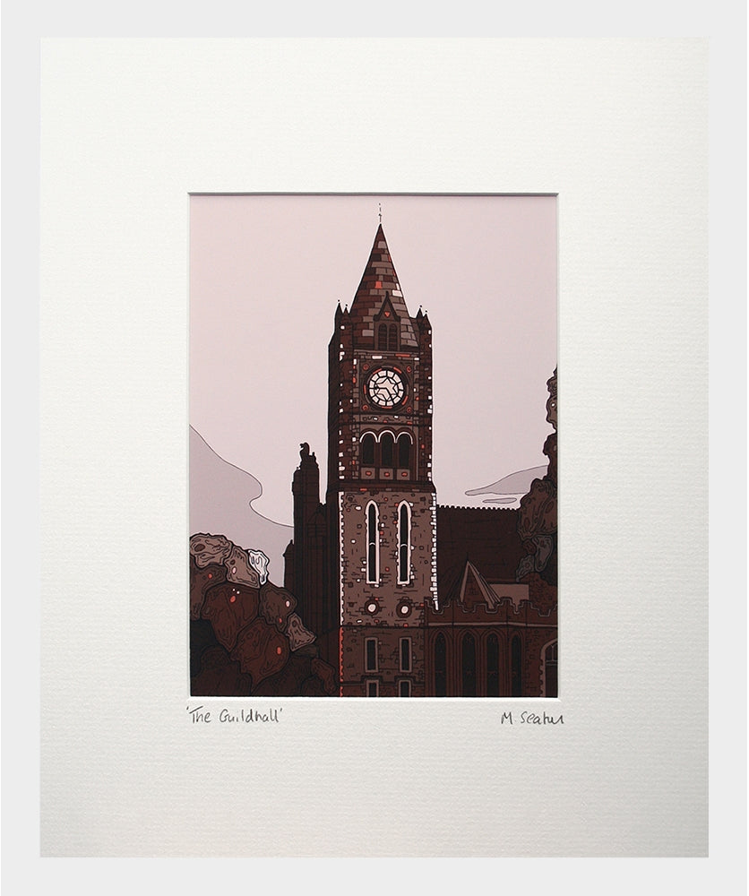 The Guildhall, Derry-16 x 11.5-Small Flat White Frame
