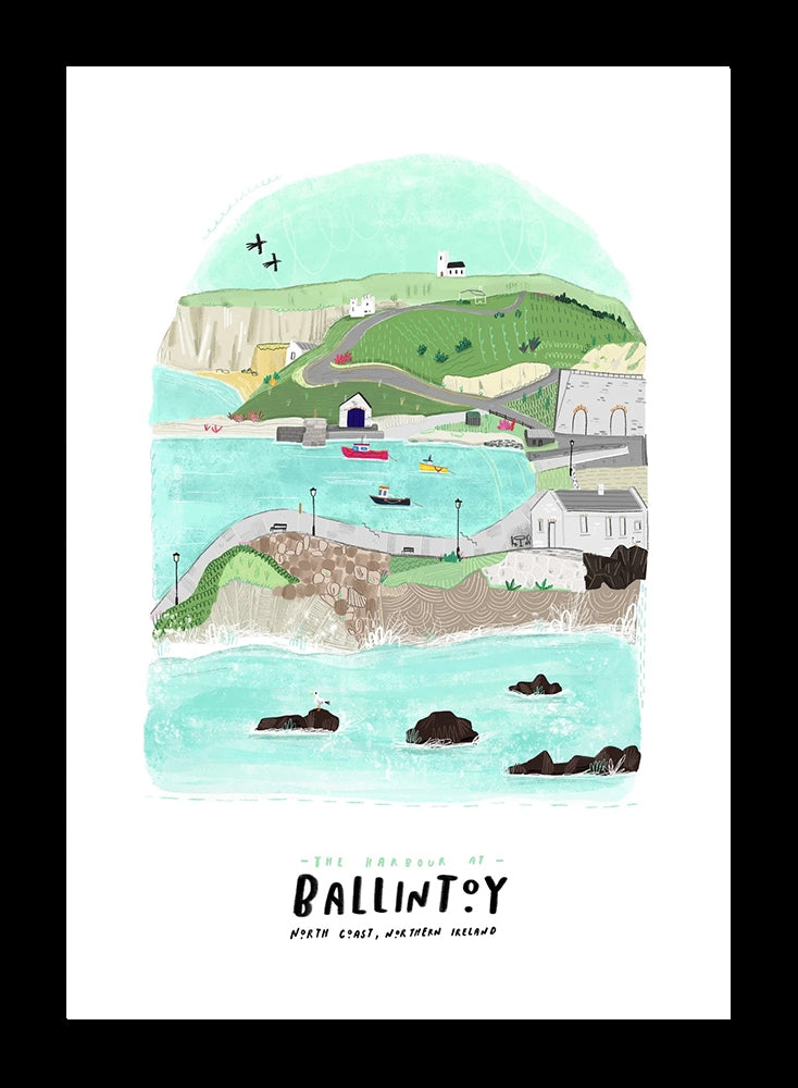Places - The Harbour at Ballintoy - Black Frame