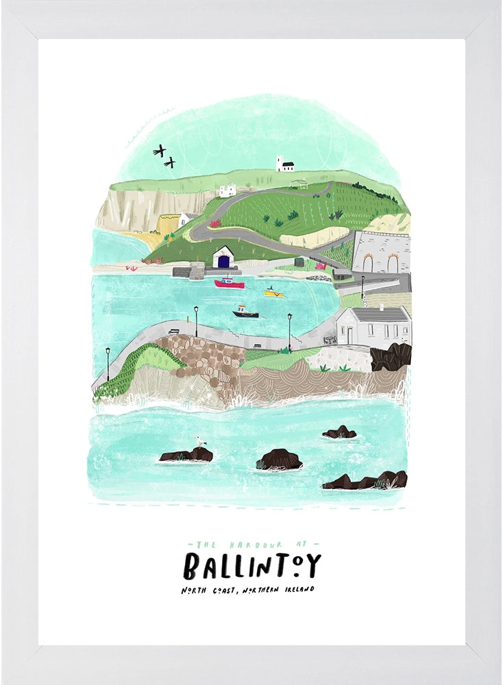 Places - The Harbour at Ballintoy - White Frame