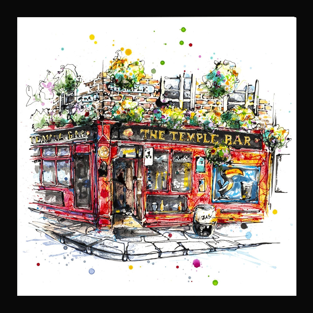 Print Open Edition Landscapes - Temple Bar Dublin-30 x 30-Black Box Frame (No Mount)