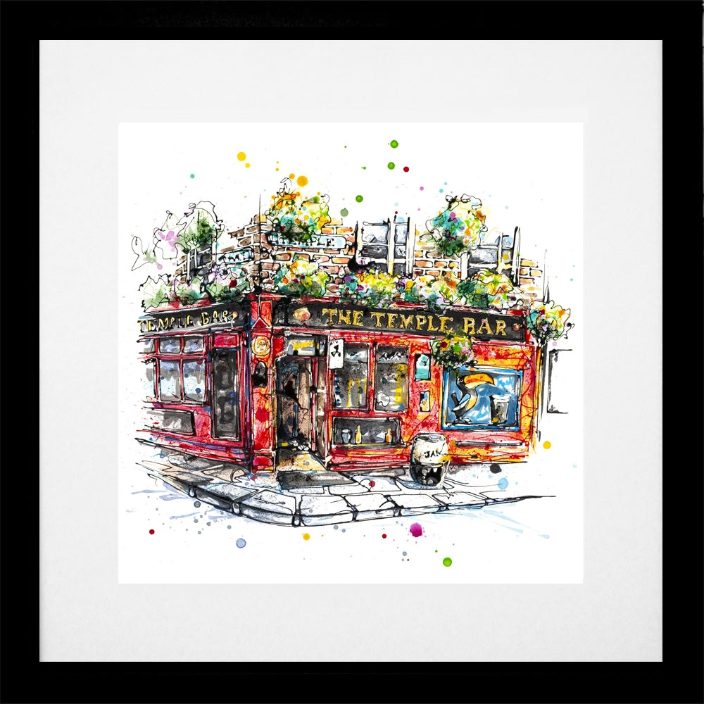 Print Open Edition Landscapes - Temple Bar Dublin-30 x 30-Black Box Frame (With Mount)