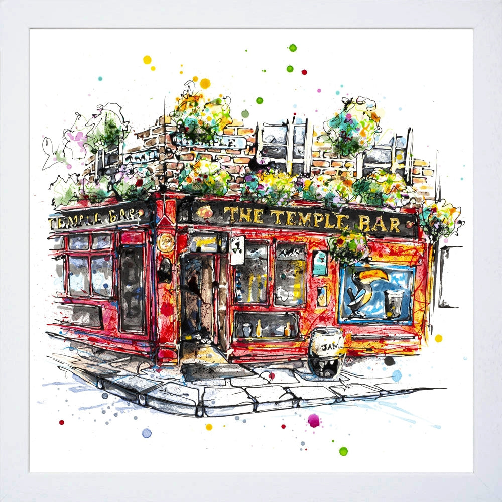 Print Open Edition Landscapes - Temple Bar Dublin-30 x 30-White Box Frame (No Mount)