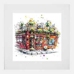 Print Open Edition Landscapes - Temple Bar Dublin-30 x 30-White Box Frame (With Mount)