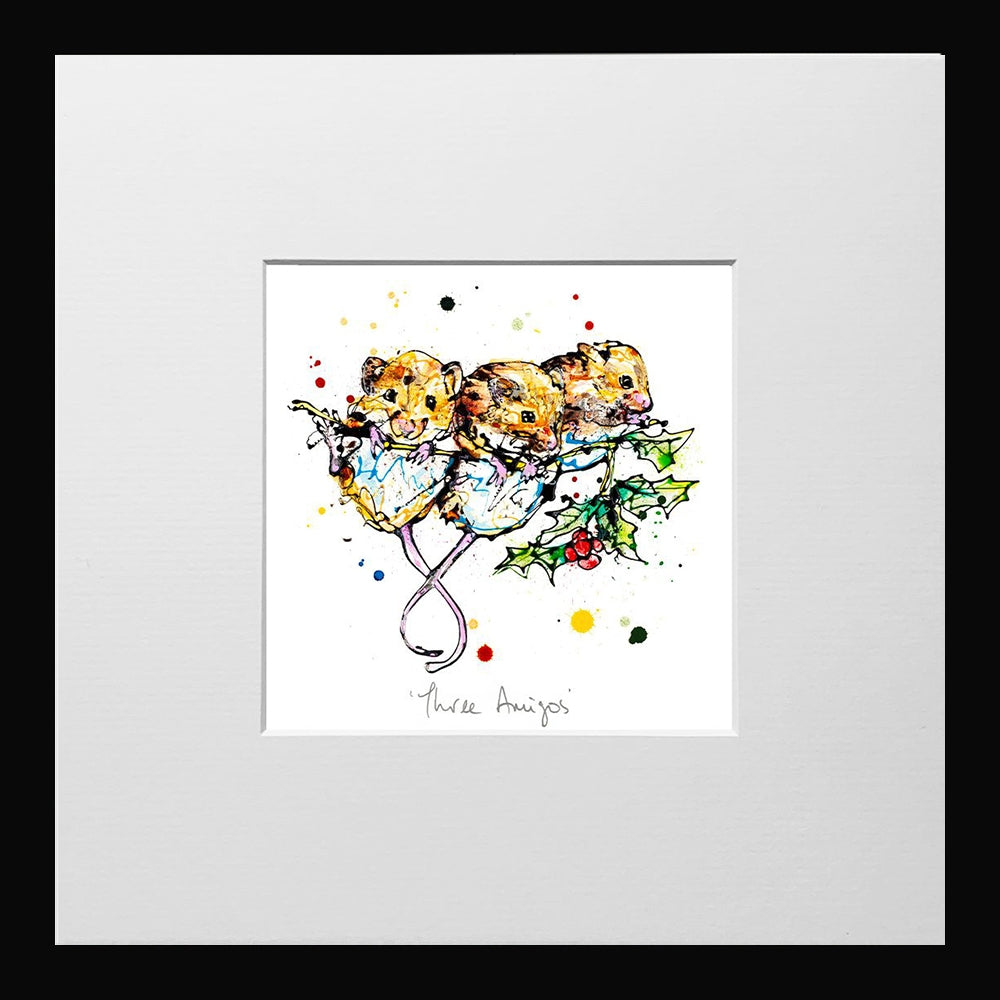 Print Open Edition Animals- Three Amigos-12 x 12-Small Flat Black Frame