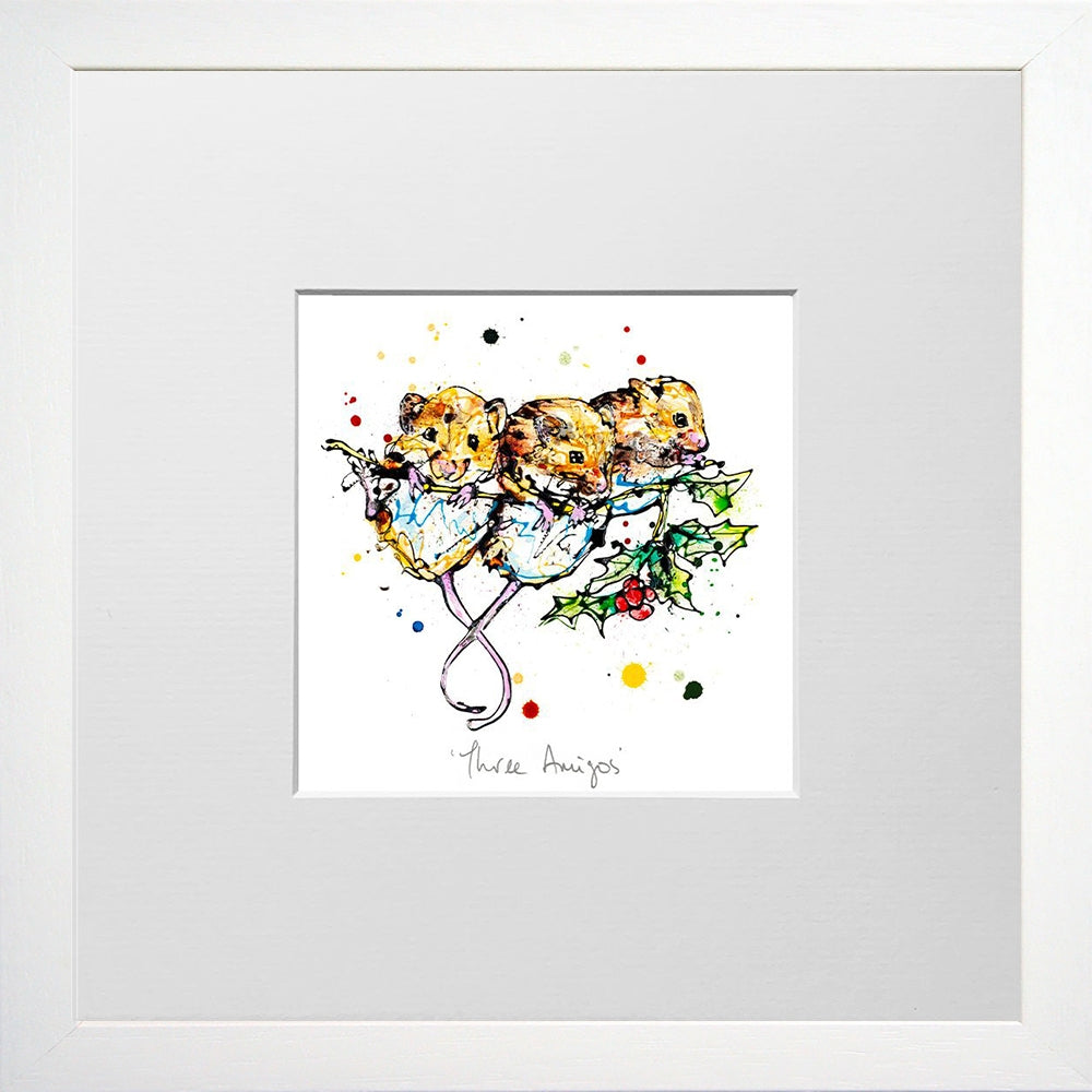 Print Open Edition Animals- Three Amigos-12 x 12-Small Flat White Frame