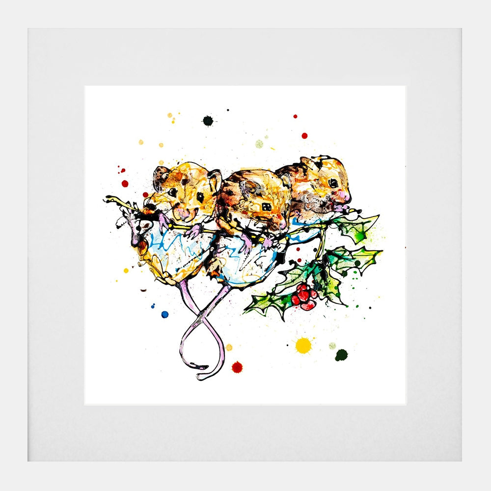 Print Open Edition Animals- Three Amigos-30 x 30-White Box Frame (With Mount)