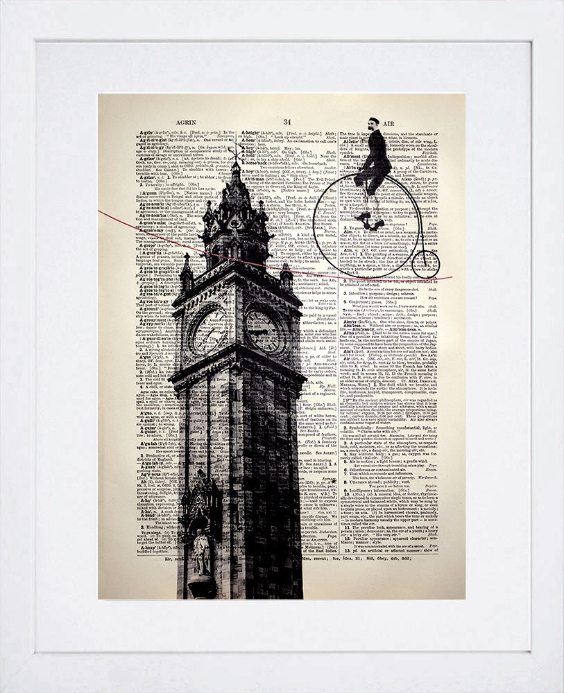 Tightrope Walker Over The Albert Clock White Frame