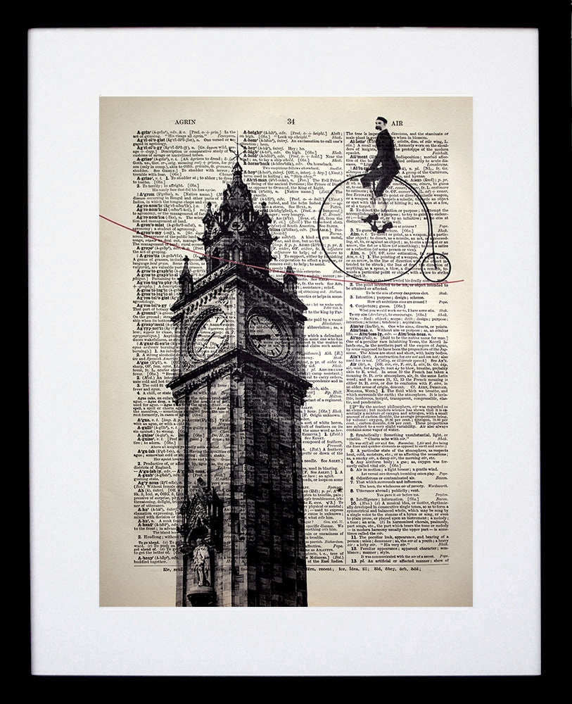 Tightrope Walker Over The Albert Clock Black Frame