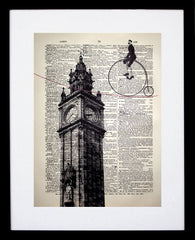 Tightrope Walker Over The Albert Clock Black Frame