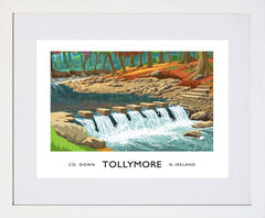 Co Down - Tollymore Stepping Stones -40 x 30-White Box Frame (With Mount)
