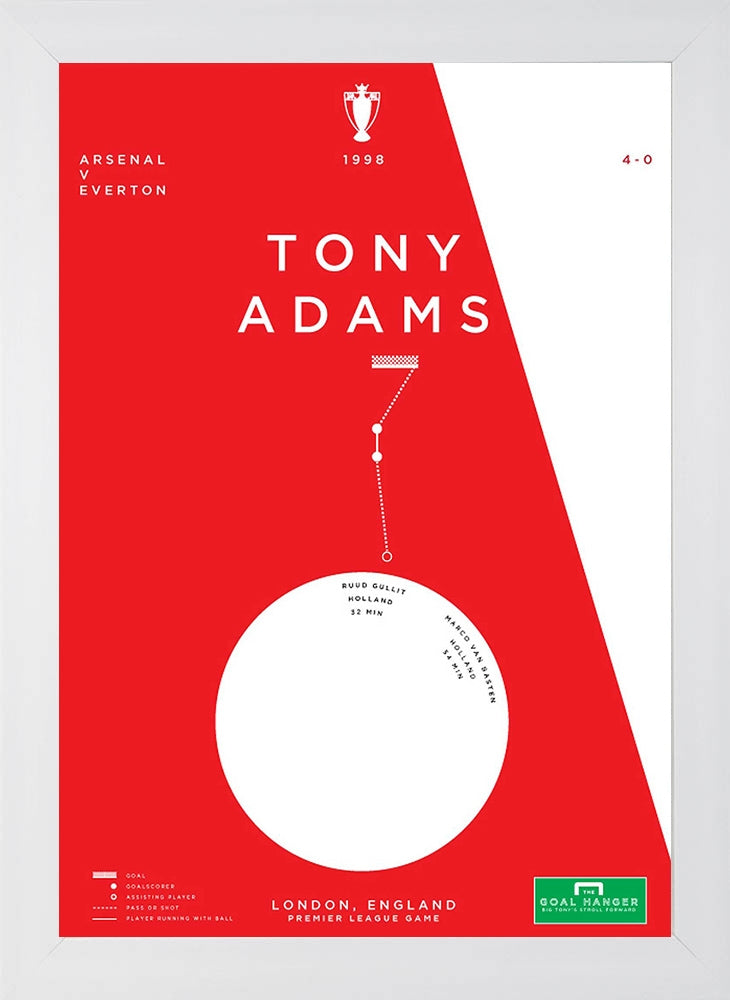 Arsenal - Tony Adams vs Everton 1998-30 x 42-Flat White Frame