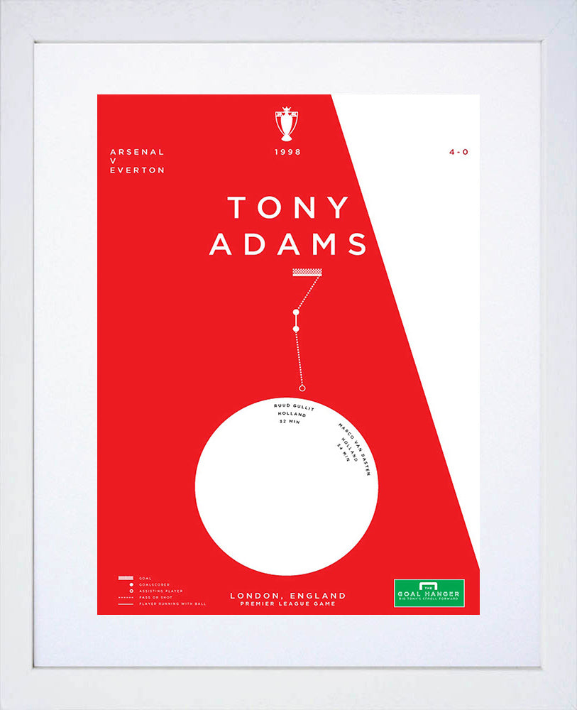 Arsenal - Tony Adams vs Everton 1998-30 x 42-White Box Frame