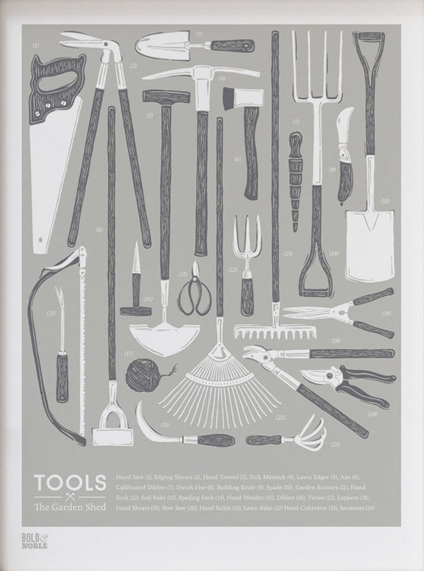 Nature - Tools in the Garden Shed in Putty Unframed