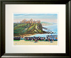 Print - Tourists at Dunluce Castle, Co. Antrim Black frame