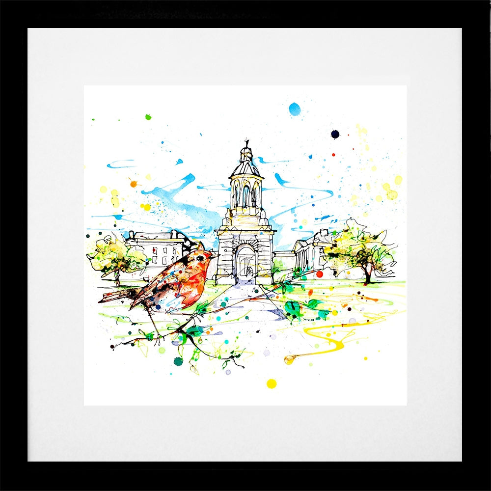 Print Open Edition Landscapes - Dublin Trinity College-30 x 30-Black Box Frame (With Mount)