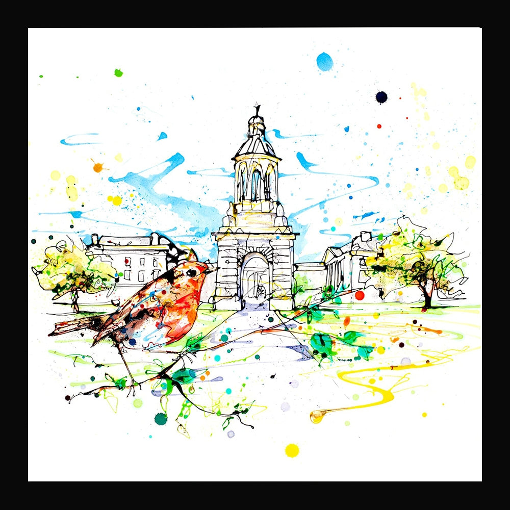 Print Open Edition Landscapes - Dublin Trinity College-30 x 30-Black Box Frame (No Mount)