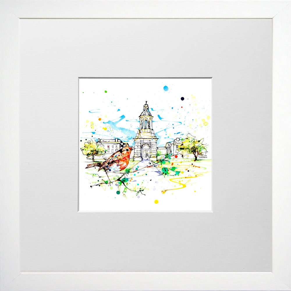 Print Open Edition Landscapes - Dublin Trinity College-12 x 12-Small Flat White Frame