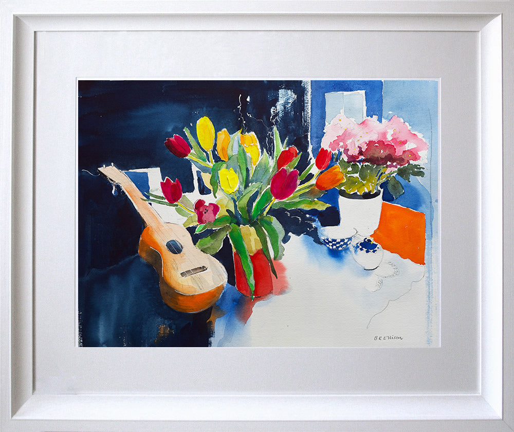 Tulips And Ukulele Chunky White Frame