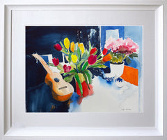 Tulips And Ukulele Chunky White Frame