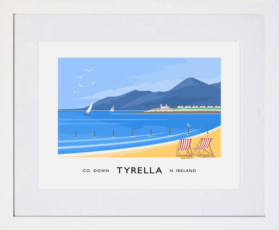 Co Down - Tyrella Frame White 40x30 With Mount