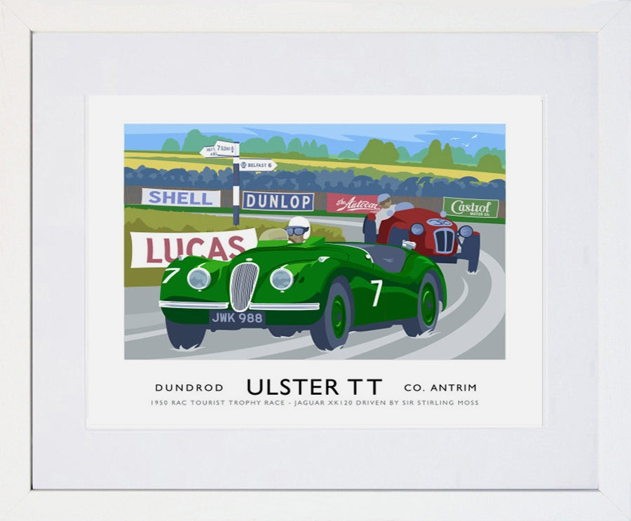 Sport - Ulster TT Jaguar XK120 Frame White 40x30 With Mount