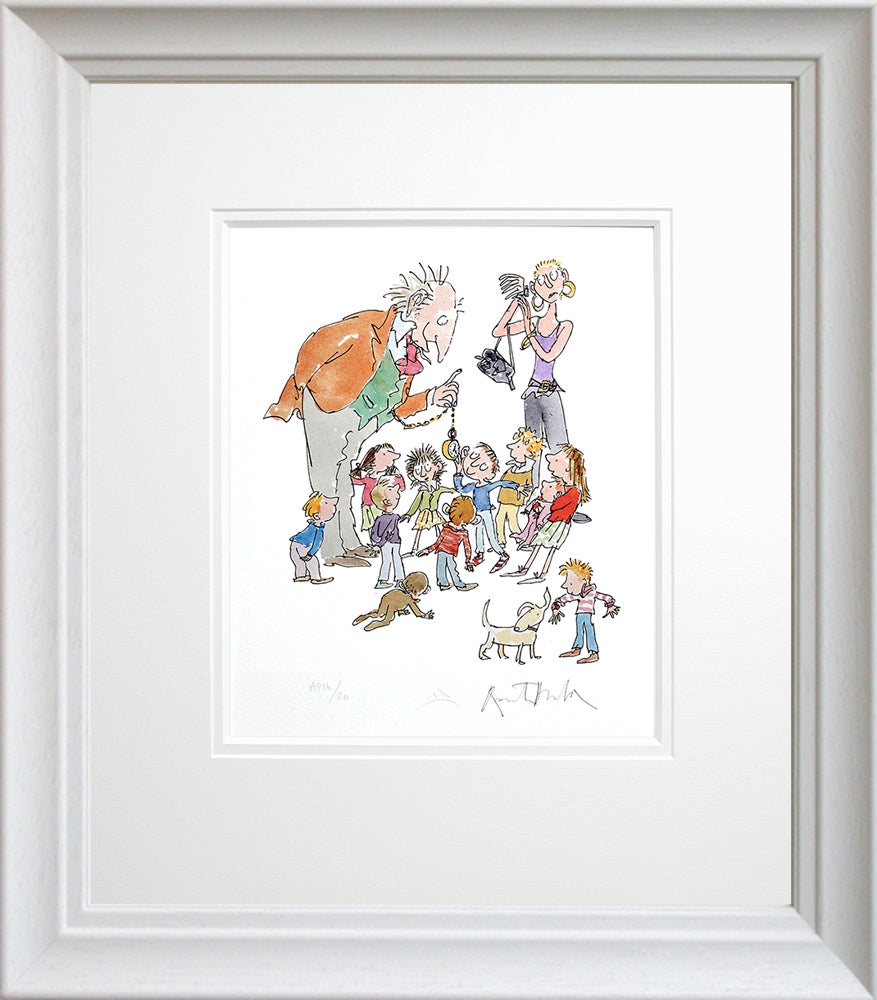 Quentin Blake Signed - W Is For Watch Artist Proof White Scoop Frame