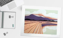 Linocut Print - Co Down Walking the Dog, Dundrum Artist Proof