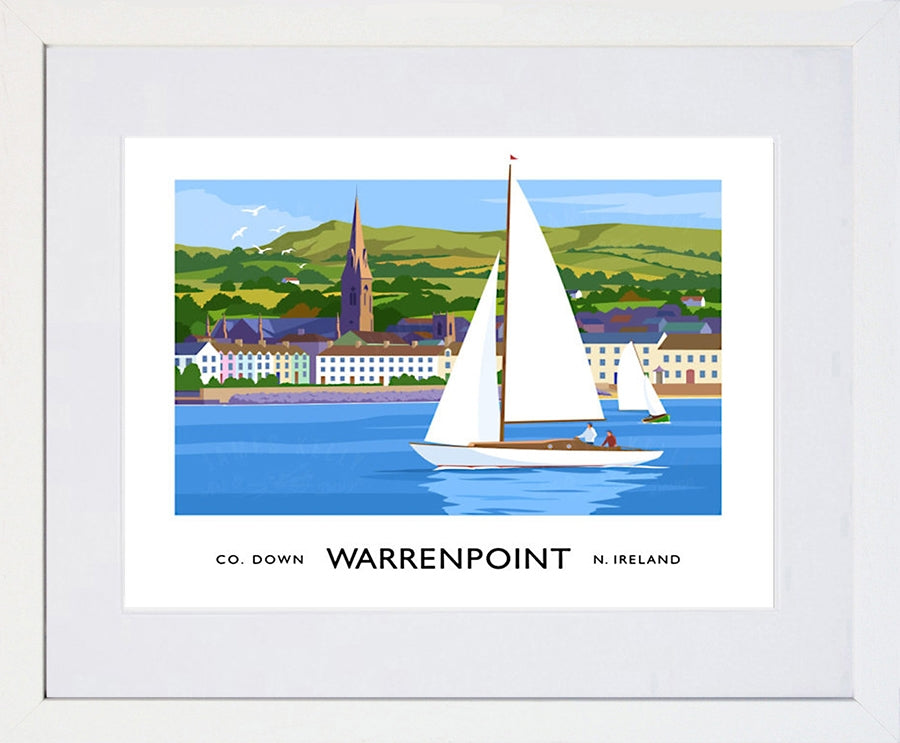 Co Down - Warrenpoint Frame White 40x30 With Mount
