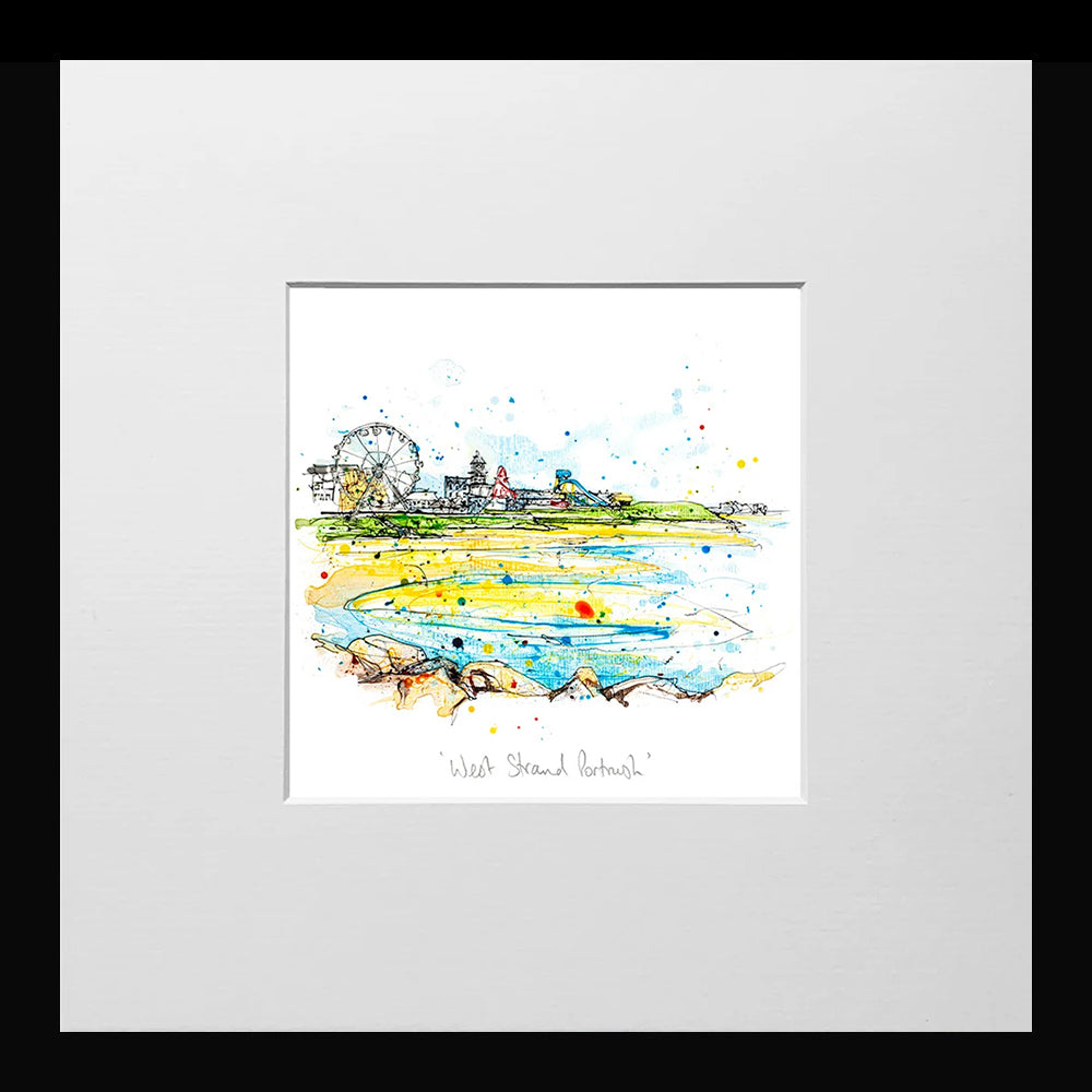 Print Open Edition Landscape - West Strand, Portrush-12 x 12-Small Flat Black Frame